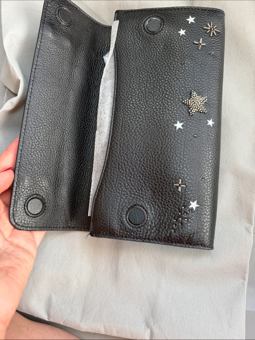 Vera Bradley Black Star-Embellished Leather Wallet Clutch NWOT - Picture 6 of 7